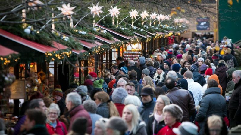 People at a Christmas market