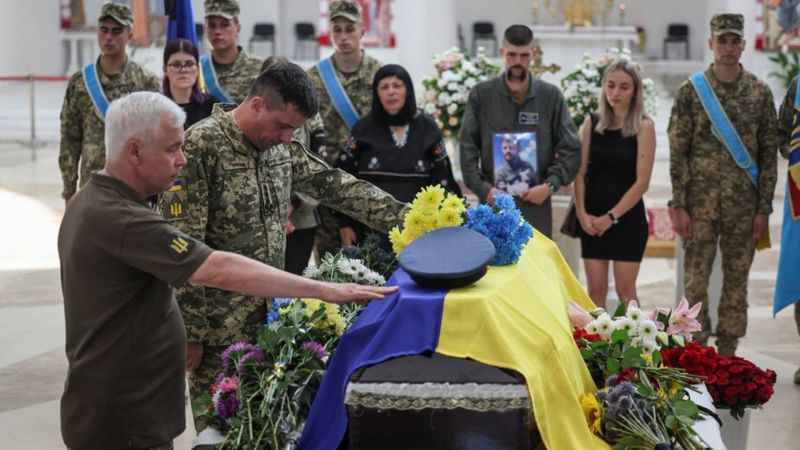 Ukraine War Hundreds Bid Farewell To Fighter Ace Juice Bbc News