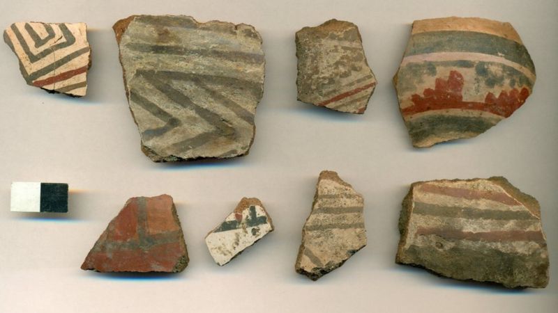 Imagen cerámicas encontradas en el asentamiento inca en Santiago de Chile
