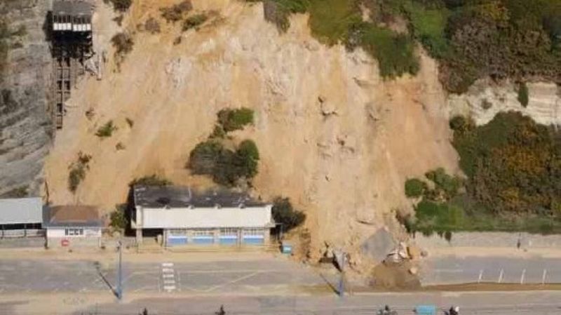 Bournemouth East Cliff remains closed after landslip - BBC News