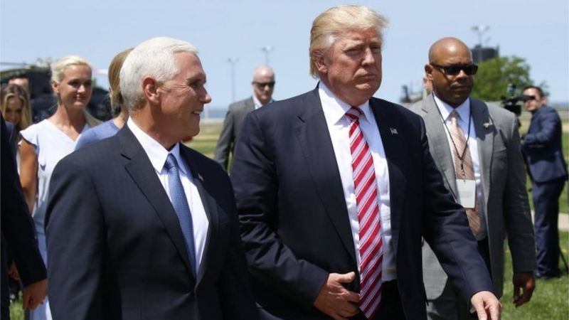 Donald Trump y su nominado a vice presidente, Mike Pence, en Cleveland, Ohio, el 20 de julio de 2016.