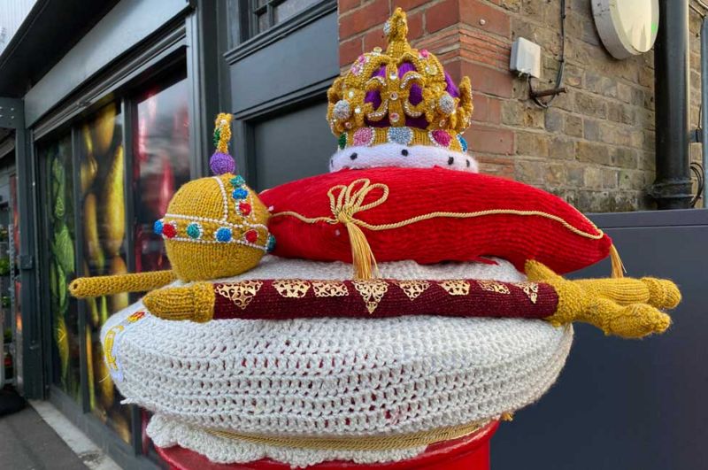 King Charles III Coronation Hertford yarnbombers depict themselves