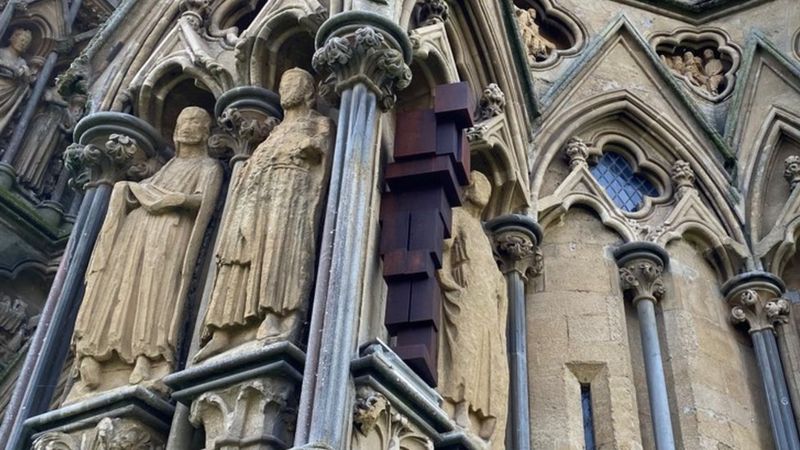 Antony Gormley art unveiled outside Wells Cathedral BBC News