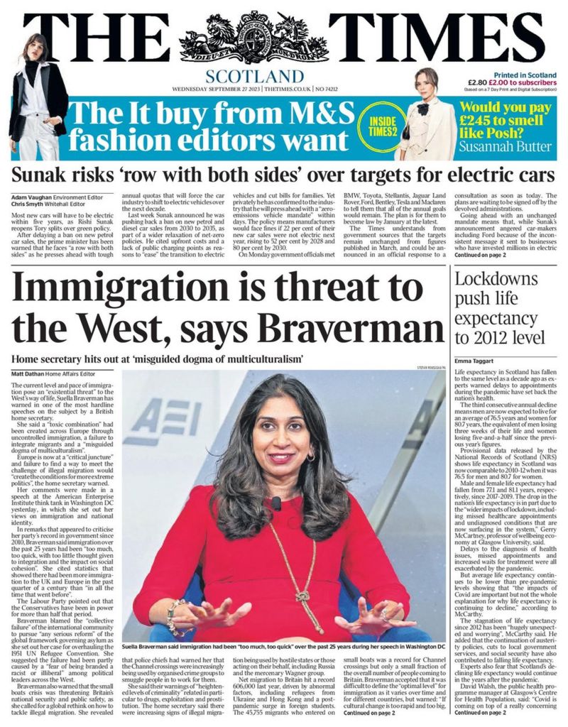 Scotland's papers Life expectancy drop and victim compensation 'raid