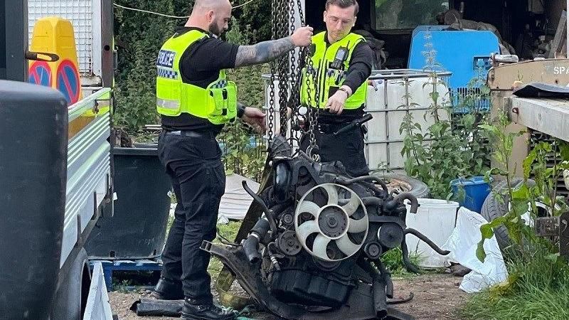 Police with stolen parts