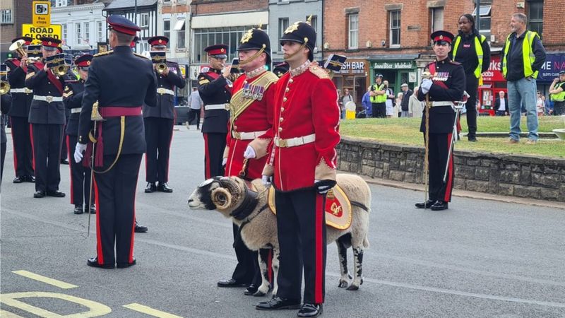 ram-mascot-leads-mercian-regiment-parade-through-derby-bbc-news
