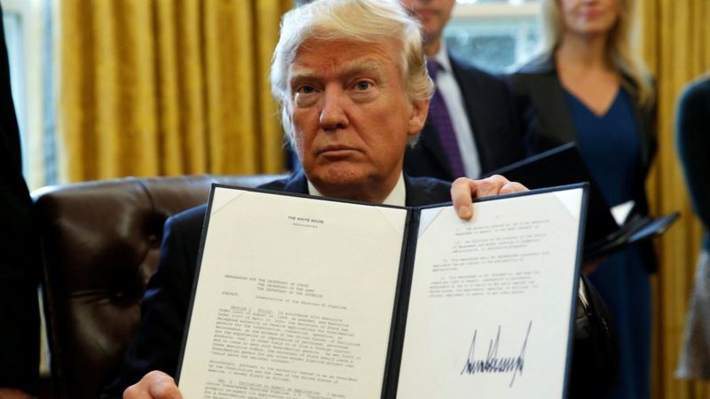 Trump Backs Keystone Xl And Dakota Access Pipelines Bbc News