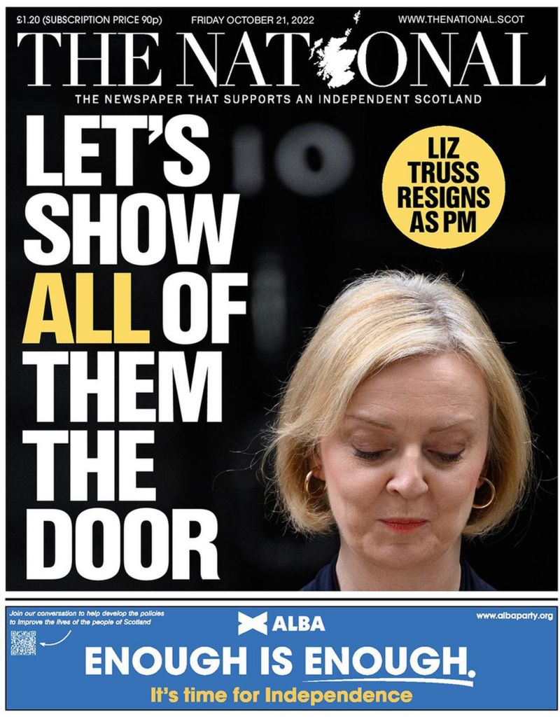 Scotlands Papers Boris Johnson Eyes Return As Liz Truss Quits Bbc News 