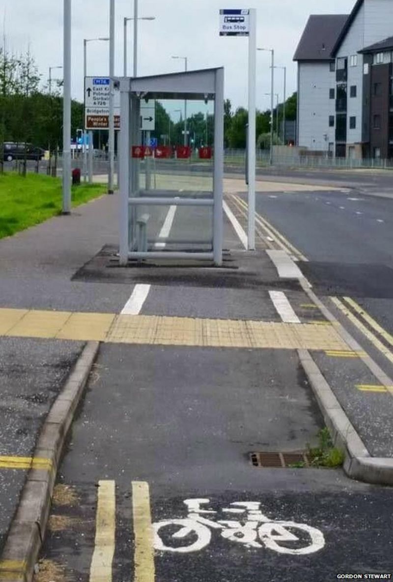 Bust up over bike lane bus stop BBC News