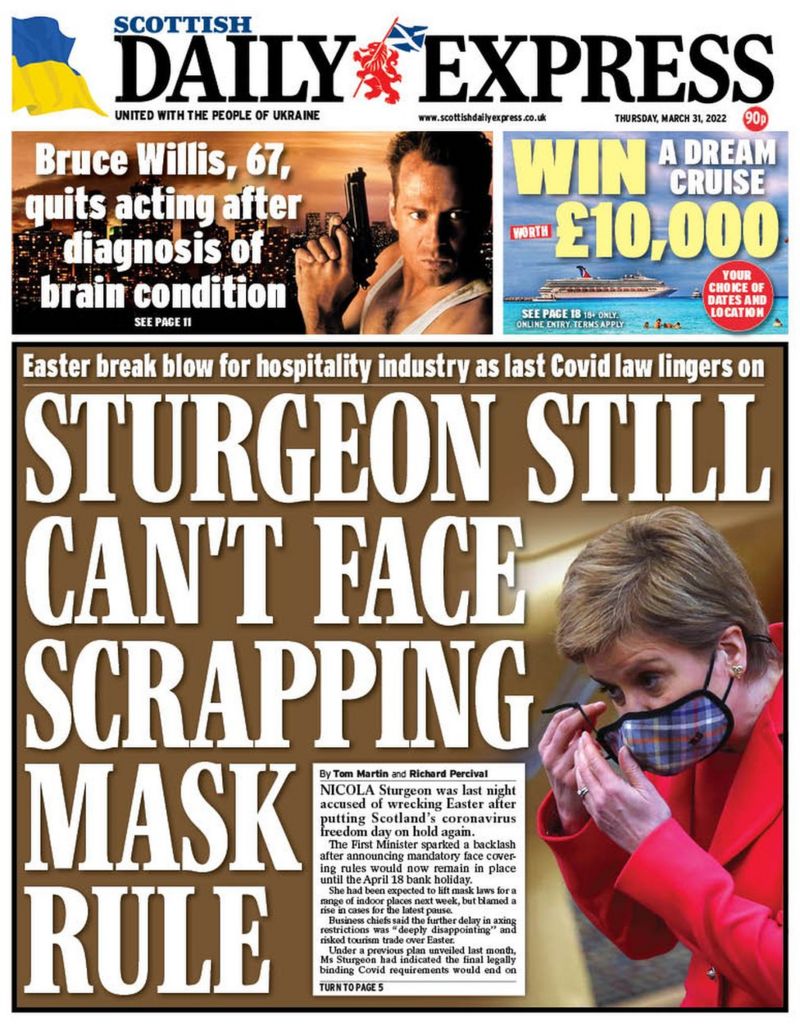 Scotland's papers Row as face masks rules extended again BBC News