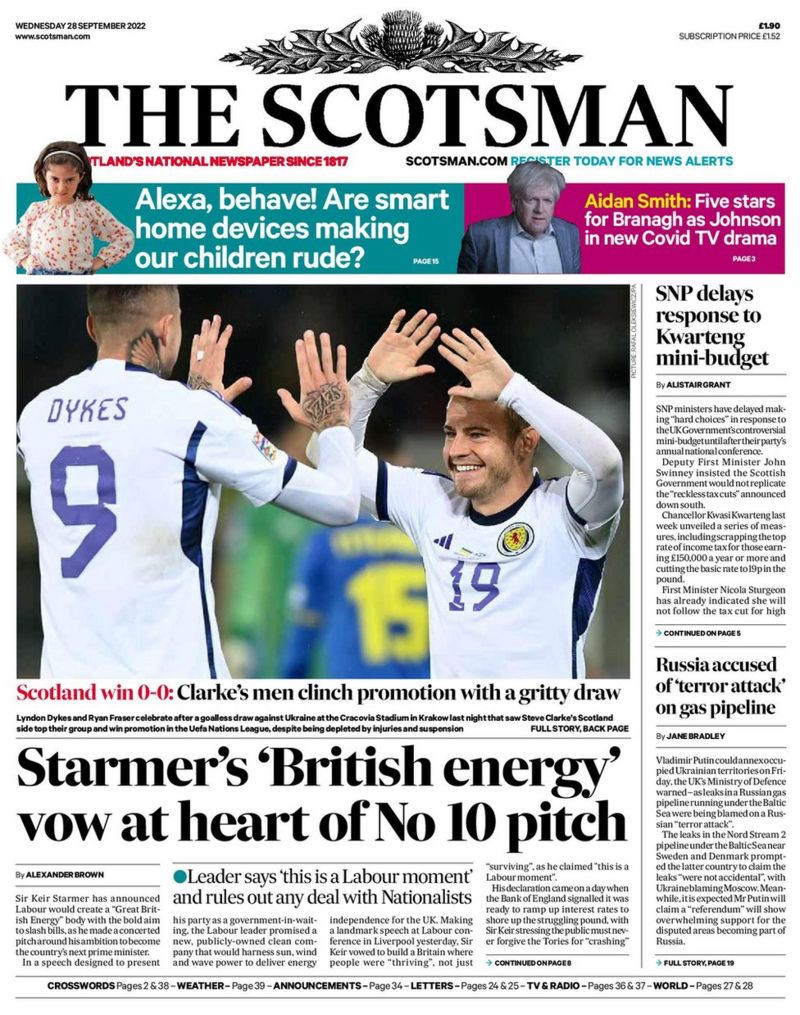 Scotland's Papers: Starmer's Vows For Scotland And House Price Warning ...