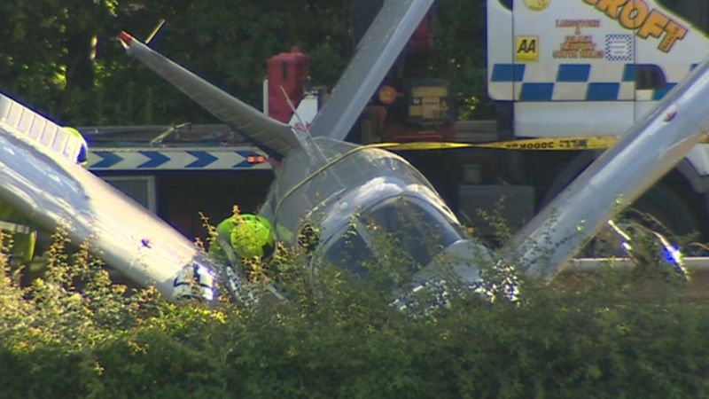 Abergavenny plane crash: Three survive A40 incident - BBC News