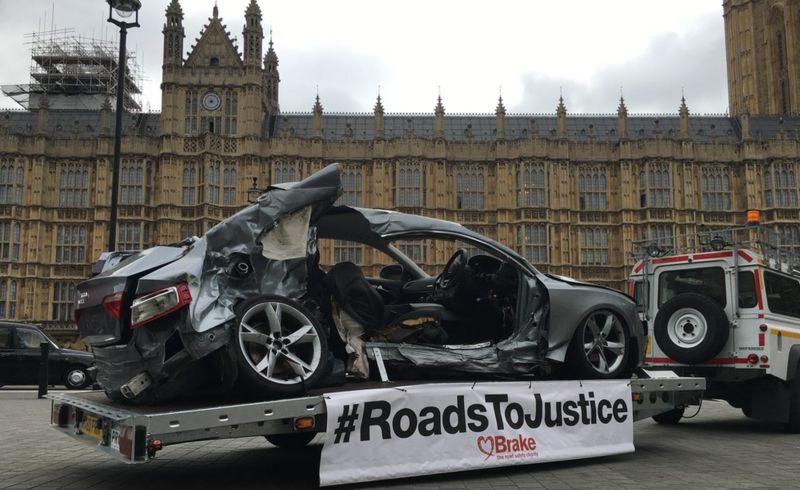Dead driver's car displayed outside Parliament - BBC News