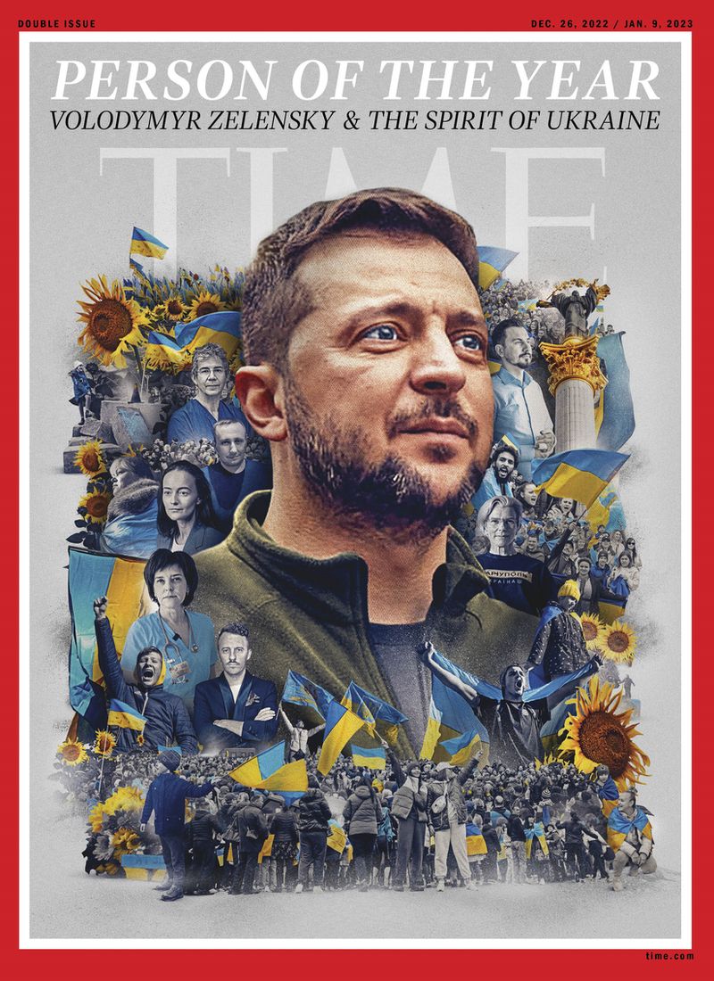 Ukrainian president Volodymyr Zelensky depicted on the Time Magazine cover