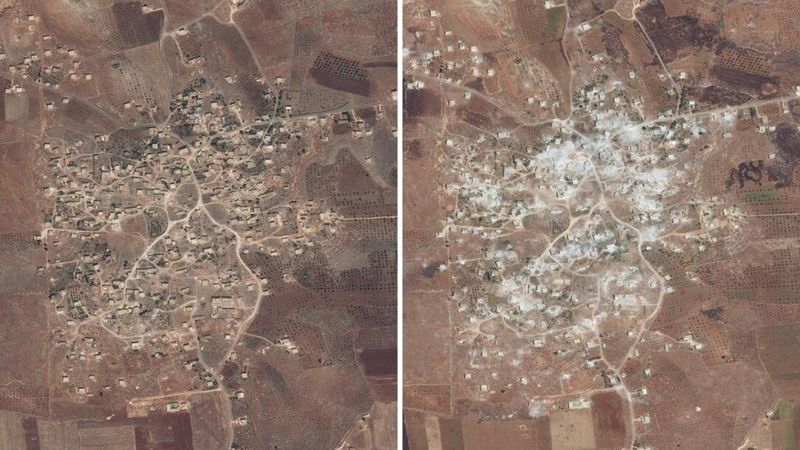 صور الأقمار الصناعية لمناطق في محافظة إدلب السورية