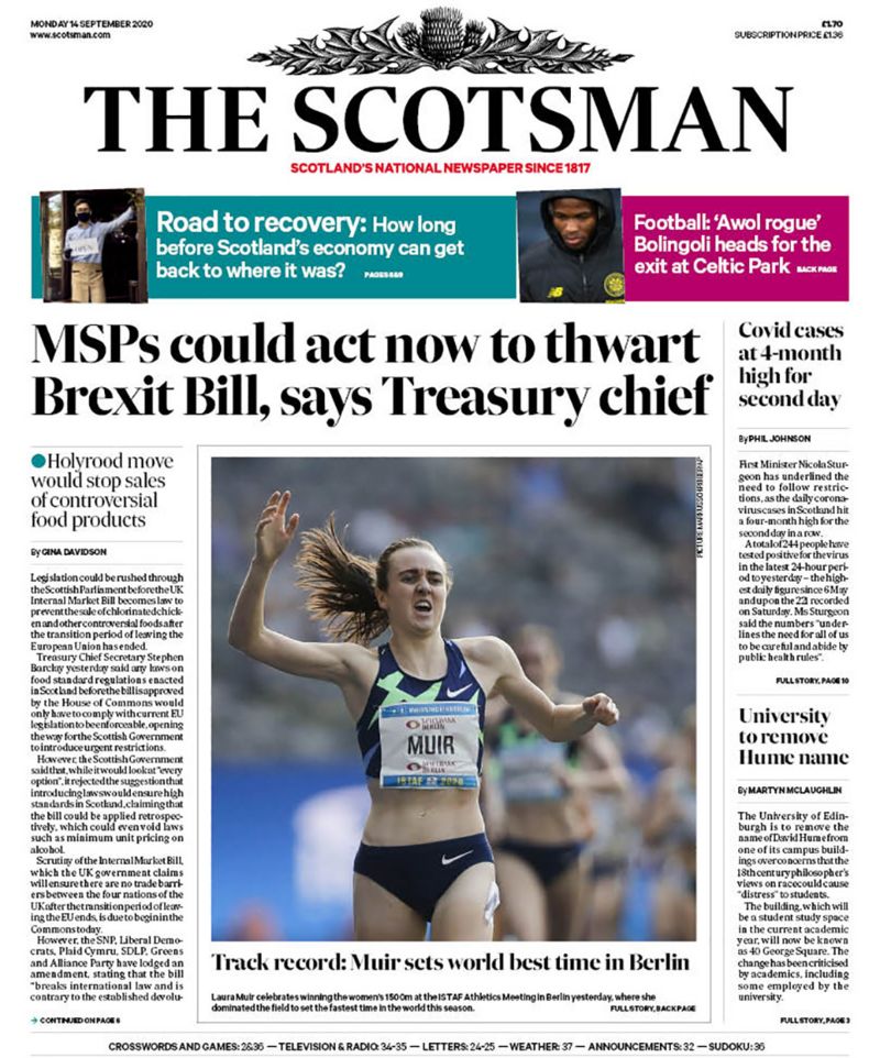 Scotland's papers Covid rules 'harming' children and Brexit bill BBC