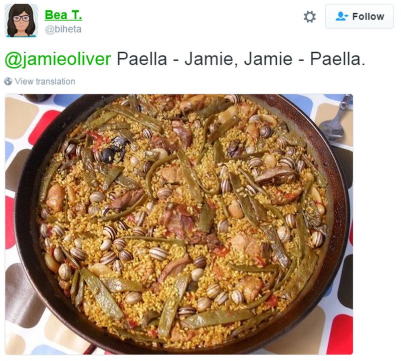 Jamie Oliver's paella recipe is panned online BBC News