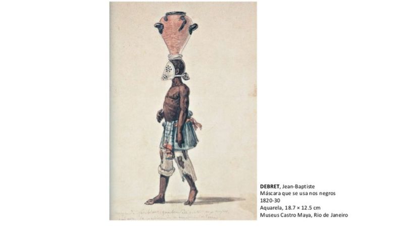 Reprodução de aquarela pintada por Jean-Baptiste Debret mostra um escravo tigre