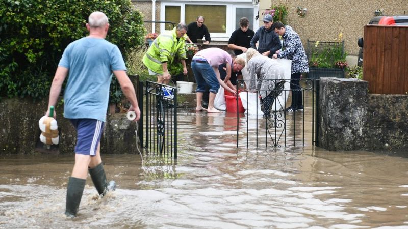 Heavy Rain Brings Flash Flooding To Homes In Mid Wales Bbc News