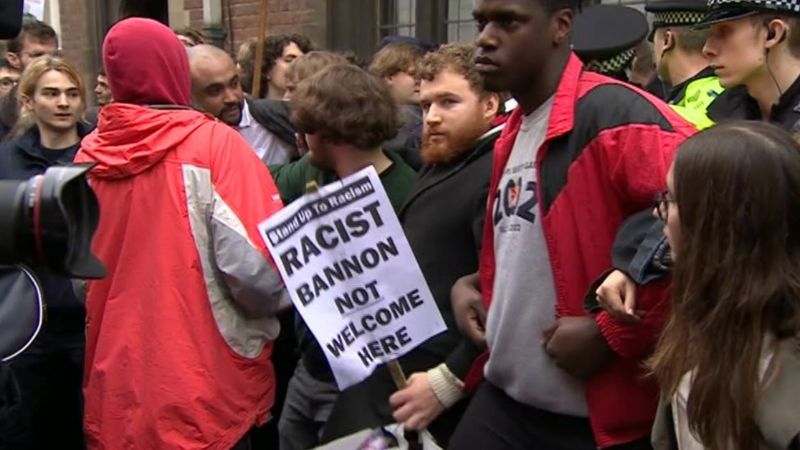 Steve Bannon Oxford Union appearance leads to protests - BBC News