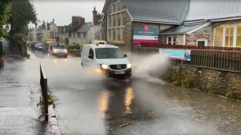 Thunderstorms Cause Flash Flooding In Devon Bbc News