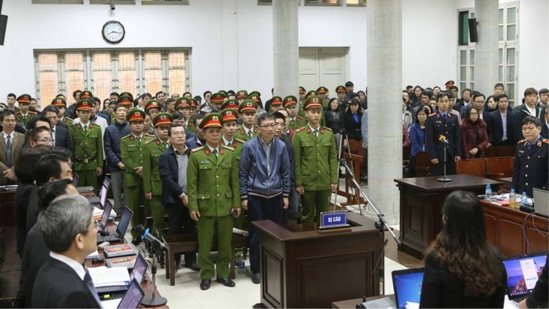 Ông Trịnh Xuân Thanh tại tòa. Ảnh chụp hôm 8/1/2018.