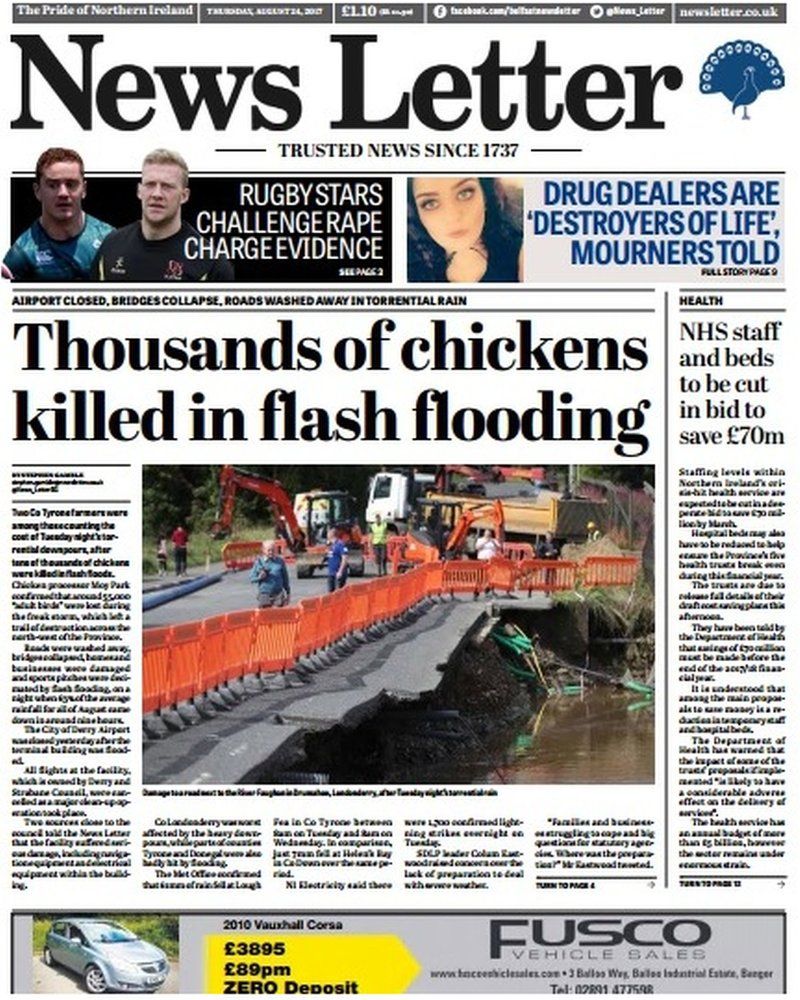 NI paper review Health cuts and flood damage BBC News