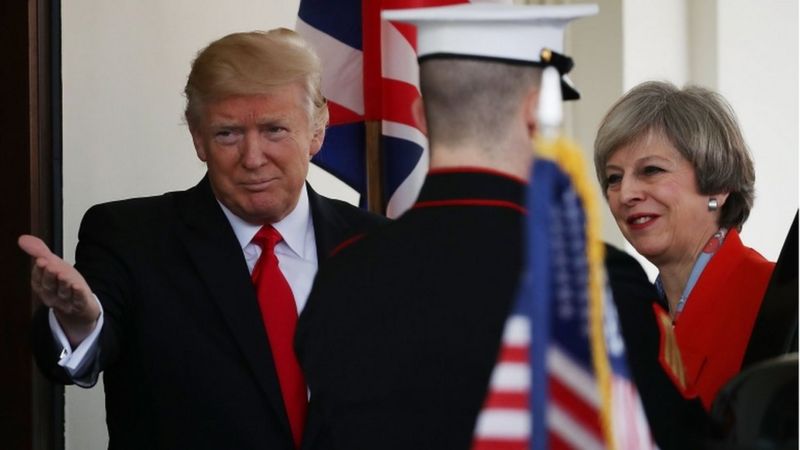 Trump Hand Holding Was Moment Of Assistance May Bbc News