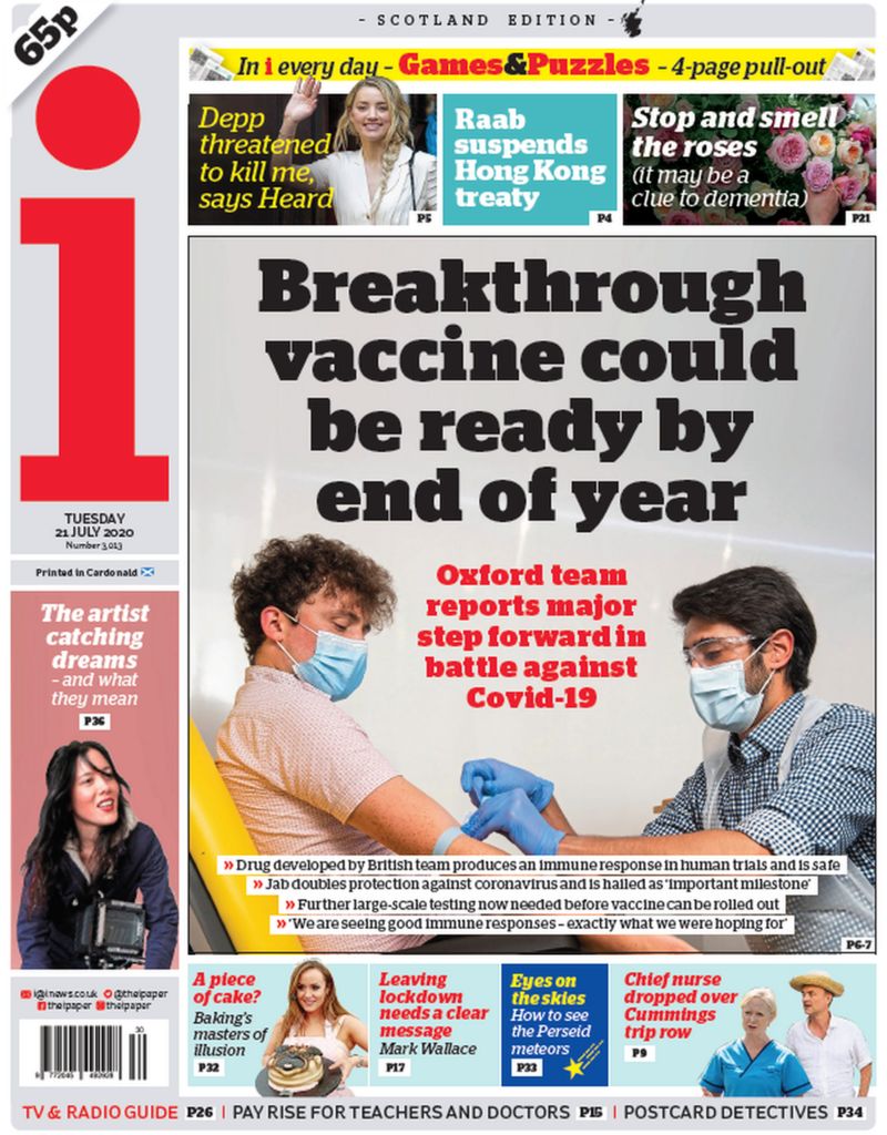 Scotland's papers: Vaccine 'breakthrough' and Russia's indyref claims ...