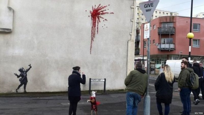 Bristol Valentines Day Banksy Mural Vandalised Bbc News