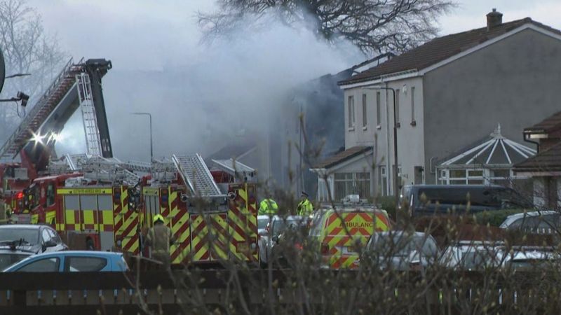 Man in hospital after suspected gas explosion in Larbert - BBC News