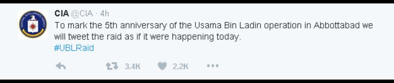 Bin Laden Death Cia Panned For Live Tweeting Raid On Anniversary Bbc News