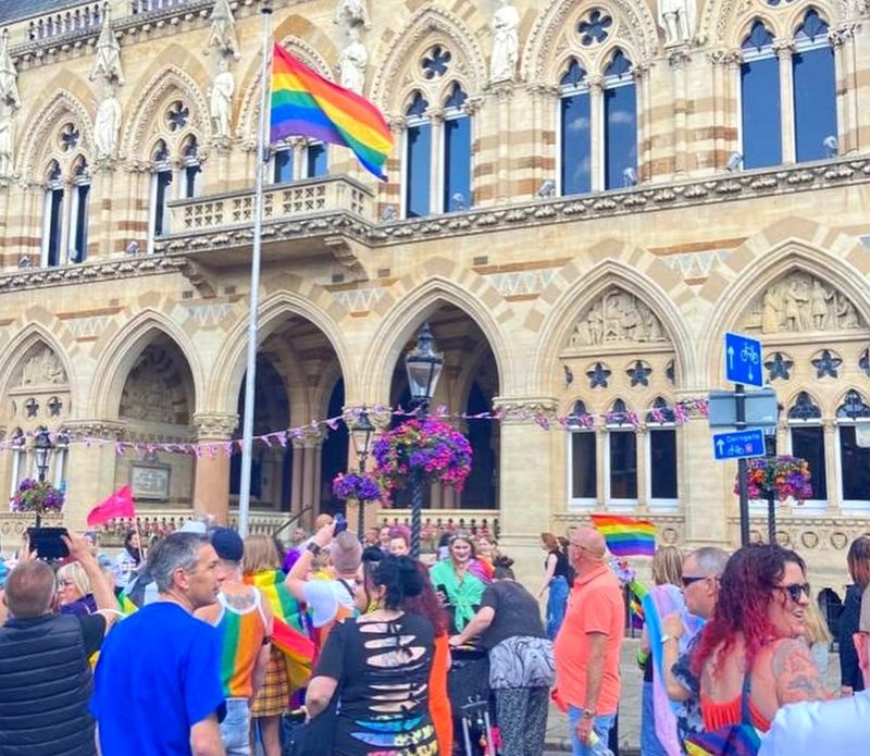 Northampton Pride Hundreds take part in town centre event BBC News