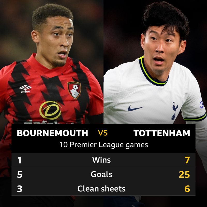 B﻿ournemouth v Tottenham Headtohead stats BBC Sport