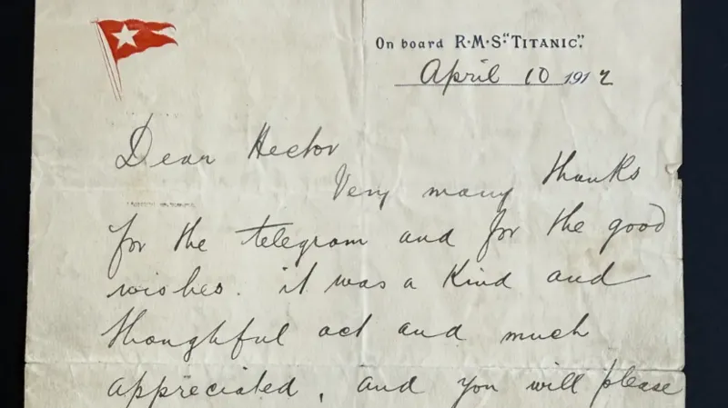 Una carta escrita por un pasajero del Titanic se vende por 60.000 libras esterlinas.