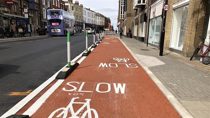 The cycle lane in Head Street