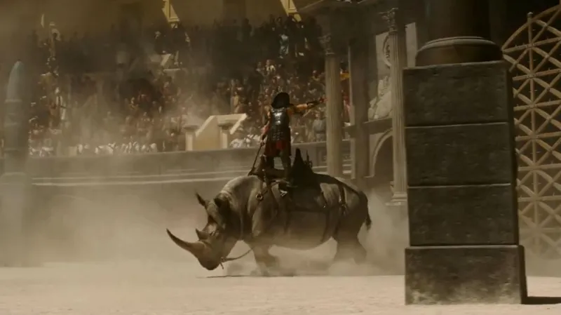 In the forthcoming movie Gladiator II, Paul Mescal fights a rhino.