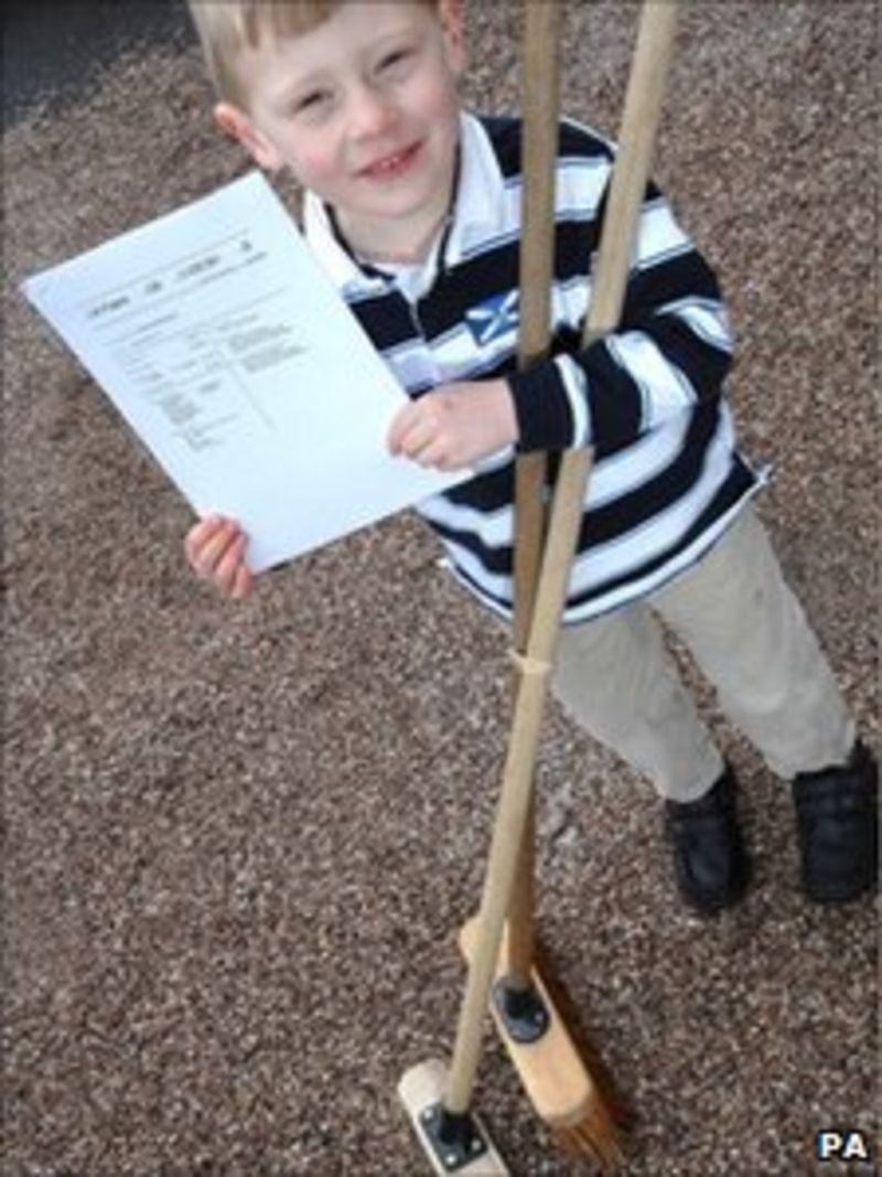 Derbyshire boy's 'double broom' among best inventions BBC News