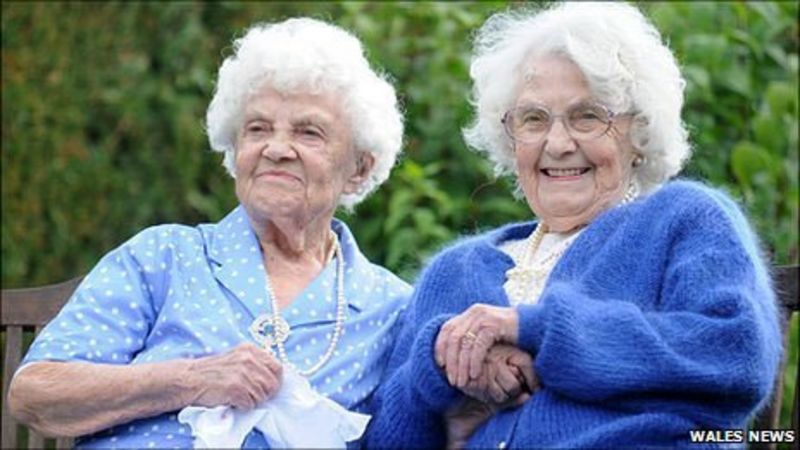 Twin sisters from Powys are officially oldest in world - BBC News