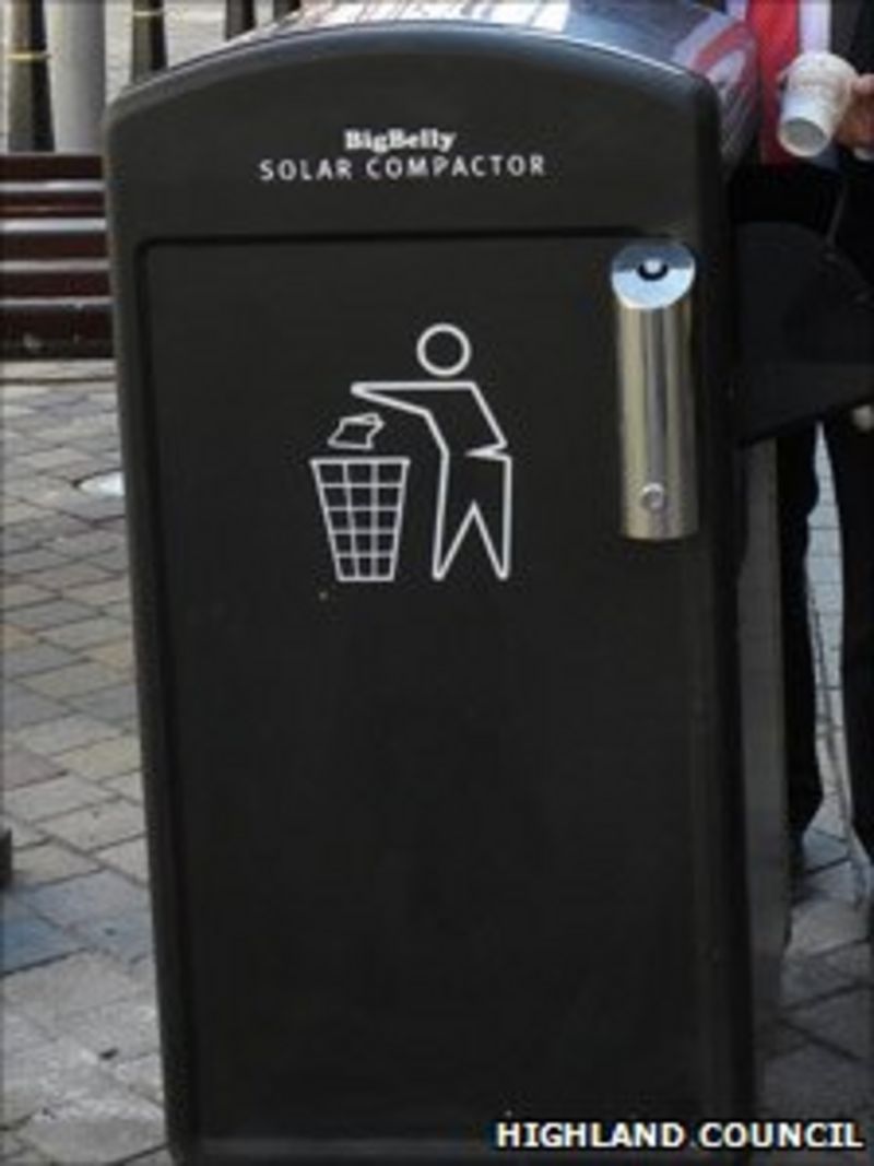 Inverness trials solarpowered Big Belly rubbish bin BBC News