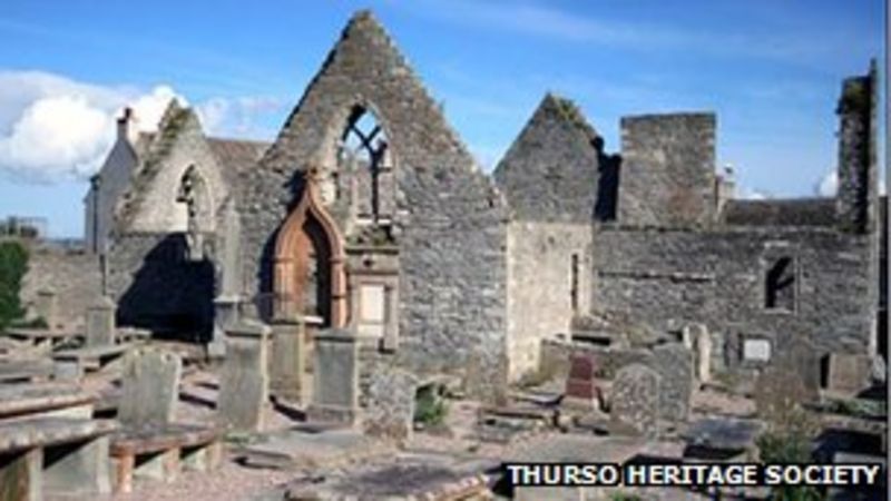 Gravestones vandalised at Old St Peter's Church in Thurso - BBC News