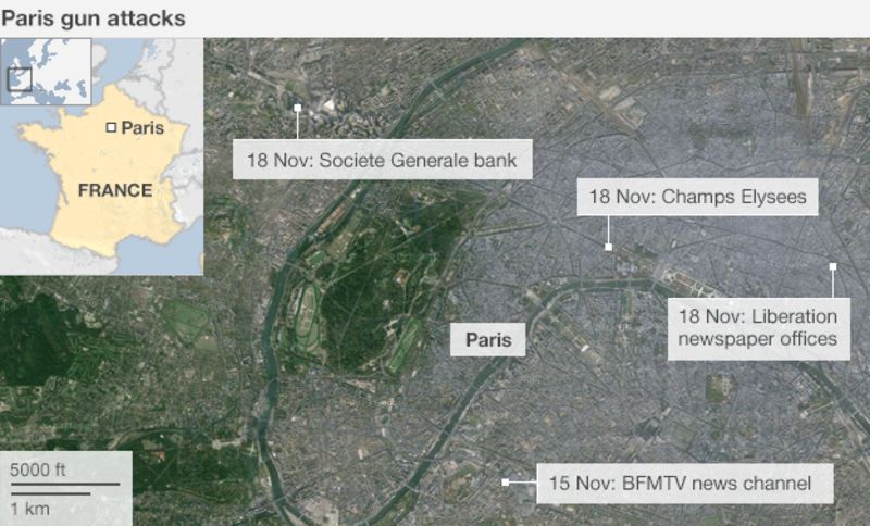 Paris gun attacks: Liberation and Societe Generale hit - BBC News