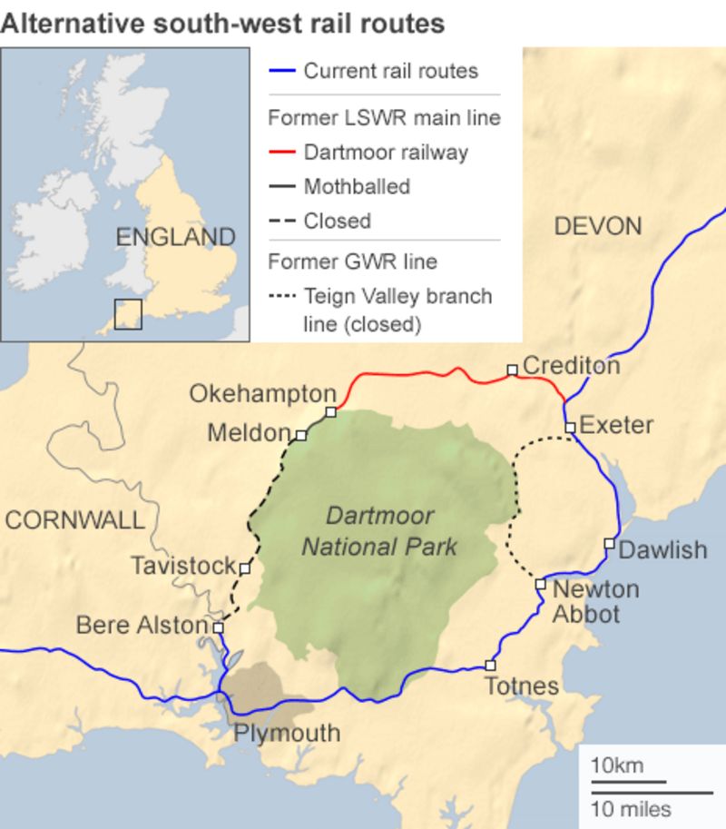 Альтернатива юг. Тависток на карте. Alternative Rail Route. Dawlish, Devon the Map of the World.