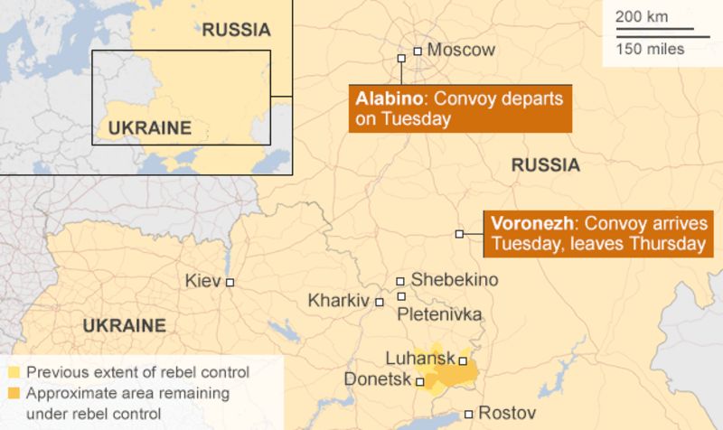 Ukraine Crisis Shells Hit Donetsk Amid Russia Convoy Row Bbc News