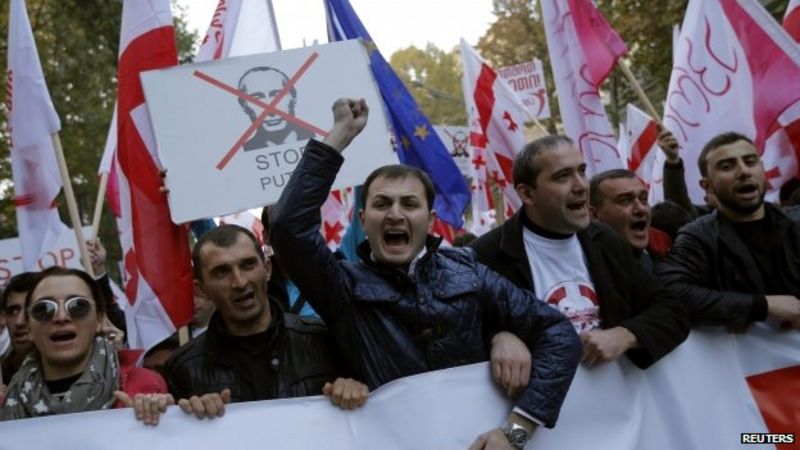 protest against RussiaAbkhazia agreement BBC News