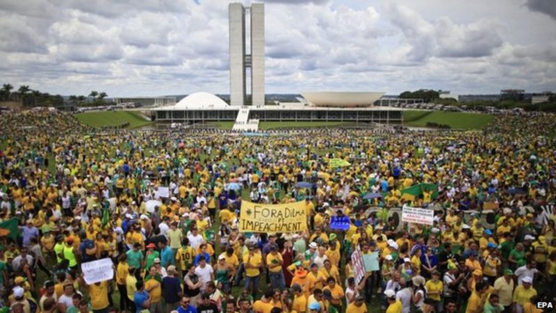 Big Protests In Brazil Demand President Rousseffs Impeachment Bbc News