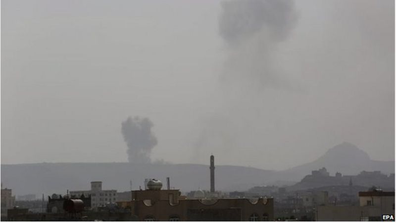 Yemen Crisis Saudi Arabia Air Strikes Kill 44 In Sanaa Bbc News