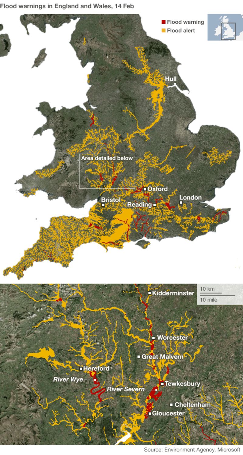 UK storms Mapping the floods BBC News