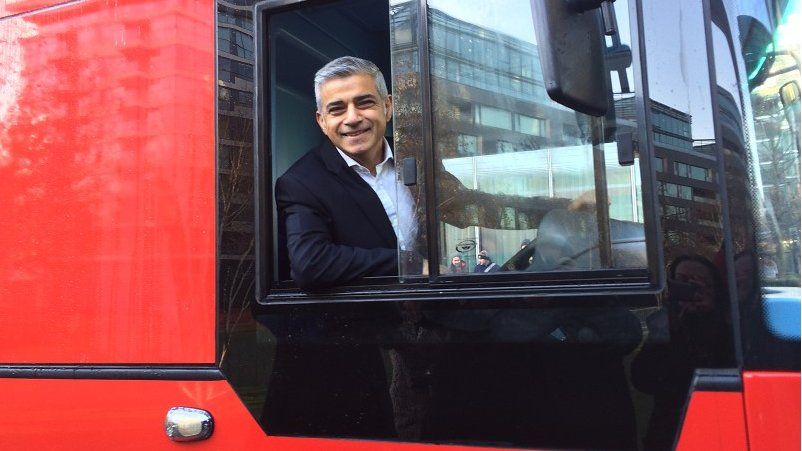 Sadiq Khan and a bus