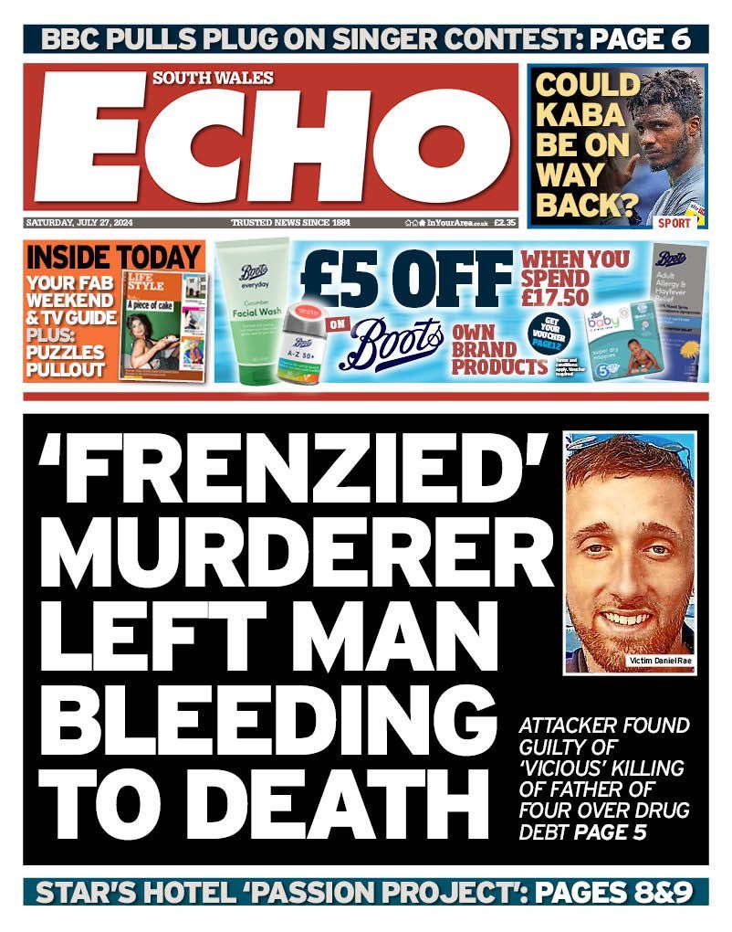 South Wales Echo front page